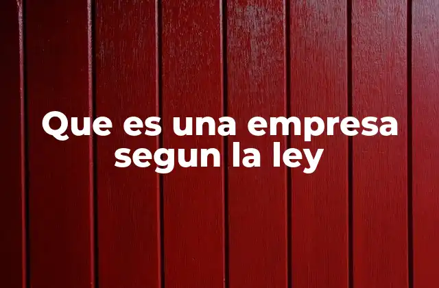 Que es una Empresa Segun la Ley