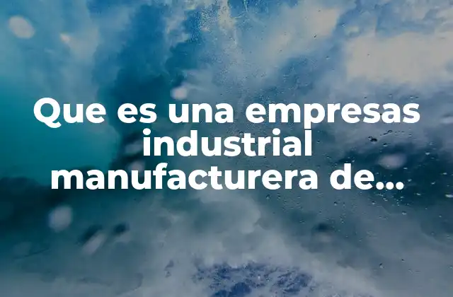 Que es una Empresas Industrial Manufacturera de Bienes de Produccion