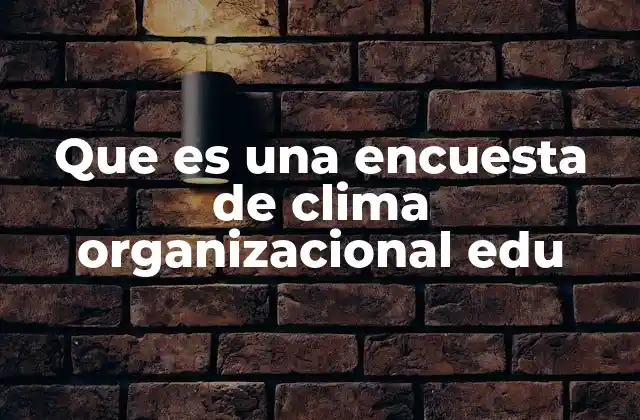 Que es una Encuesta de Clima Organizacional Edu