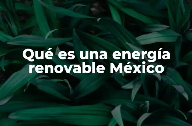 Qué es una Energía Renovable México 2 El papel de las fuentes sostenibles en la matriz energética mexicana