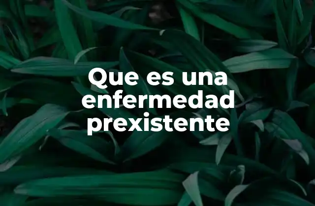 Que es una Enfermedad Prexistente
