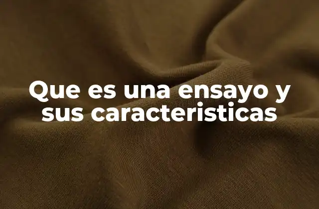 Que es una Ensayo y Sus Caracteristicas