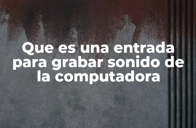Que es una Entrada para Grabar Sonido de la Computadora