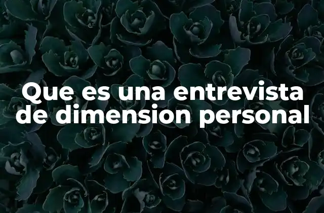 Que es una Entrevista de Dimension Personal