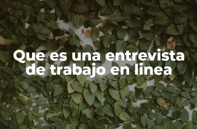 Que es una Entrevista de Trabajo en Linea