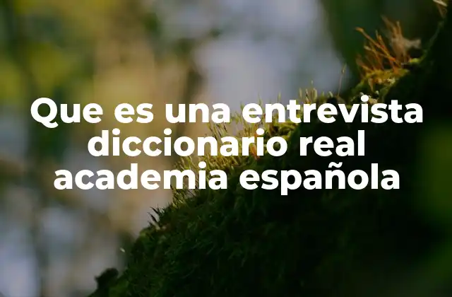 Que es una Entrevista Diccionario Real Academia Española