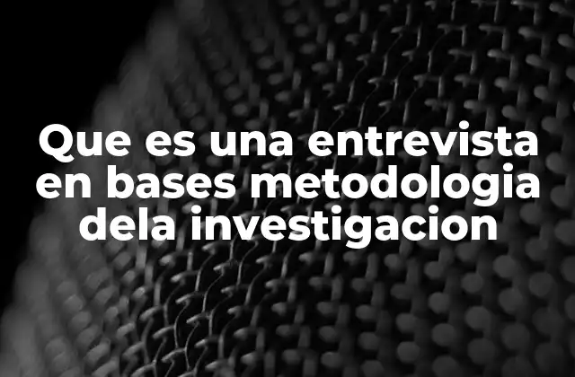 Que es una Entrevista en Bases Metodologia Dela Investigacion