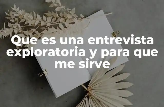 Que es una Entrevista Exploratoria y para que Me Sirve