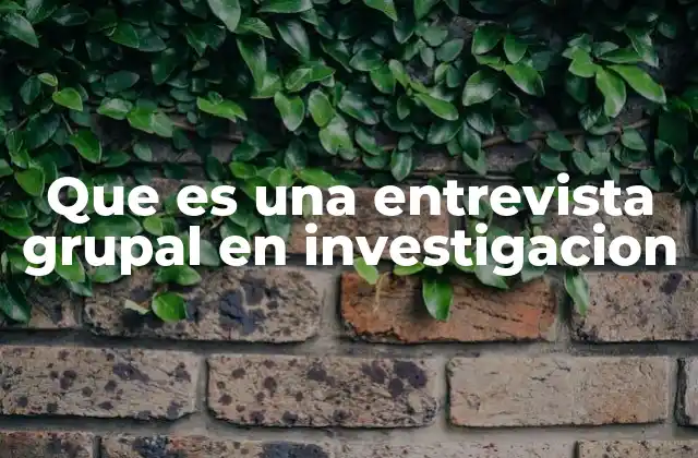 Que es una Entrevista Grupal en Investigacion