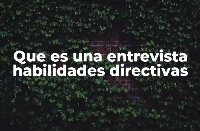 Que es una Entrevista Habilidades Directivas