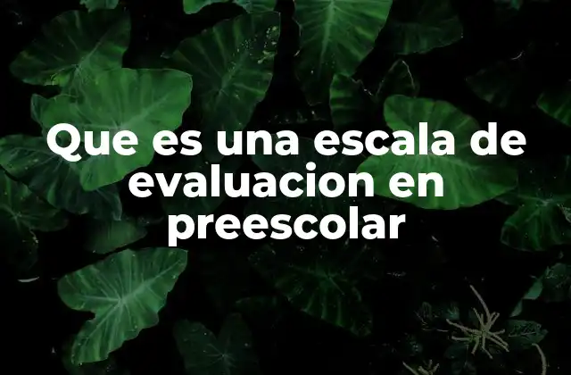 Que es una Escala de Evaluacion en Preescolar