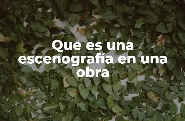 Que es una Escenografía en una Obra