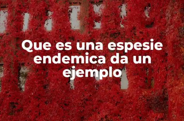 Que es una Espesie Endemica Da un Ejemplo