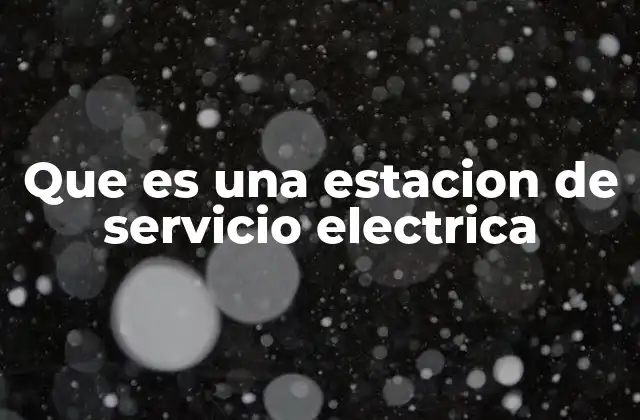 Que es una Estacion de Servicio Electrica