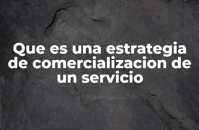 Que es una Estrategia de Comercializacion de un Servicio