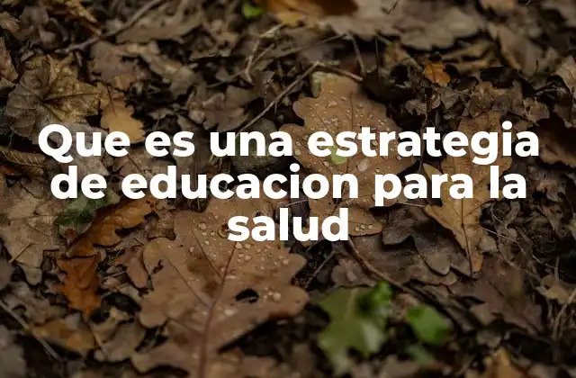 Que es una Estrategia de Educacion para la Salud