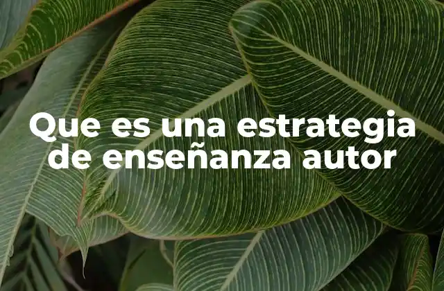 Que es una Estrategia de Enseñanza Autor