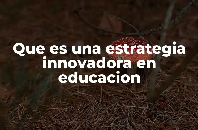 Que es una Estrategia Innovadora en Educacion