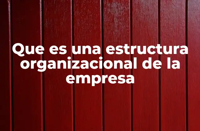 Que es una Estructura Organizacional de la Empresa