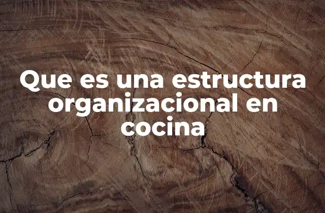 Que es una Estructura Organizacional en Cocina