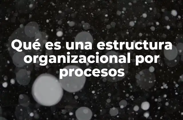 Qué es una Estructura Organizacional por Procesos 2 Organización centrada en la ejecución de tareas esenciales