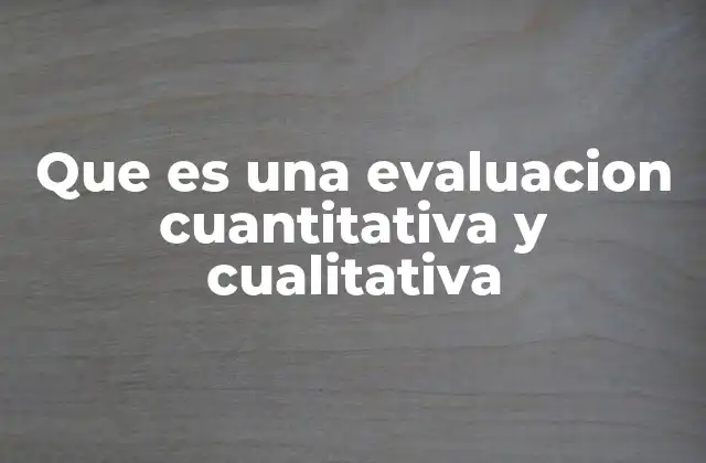 Que es una Evaluacion Cuantitativa y Cualitativa