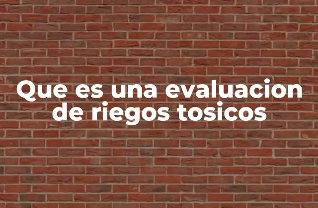 Que es una Evaluacion de Riegos Tosicos