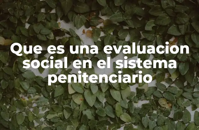 Que es una Evaluacion Social en el Sistema Penitenciario