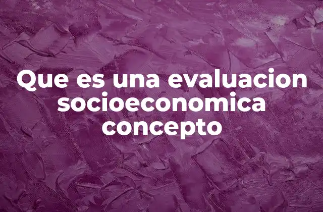 Que es una Evaluacion Socioeconomica Concepto