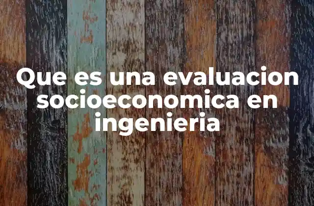 Que es una Evaluacion Socioeconomica en Ingenieria
