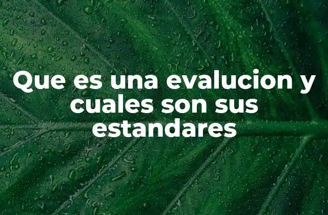 Que es una Evalucion y Cuales Son Sus Estandares