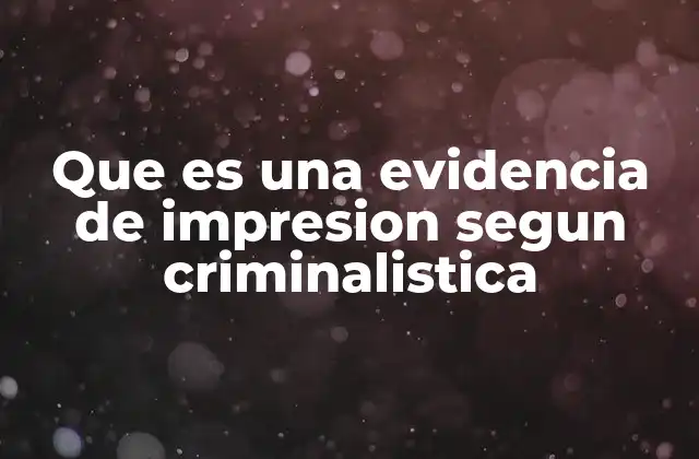 Que es una Evidencia de Impresion Segun Criminalistica