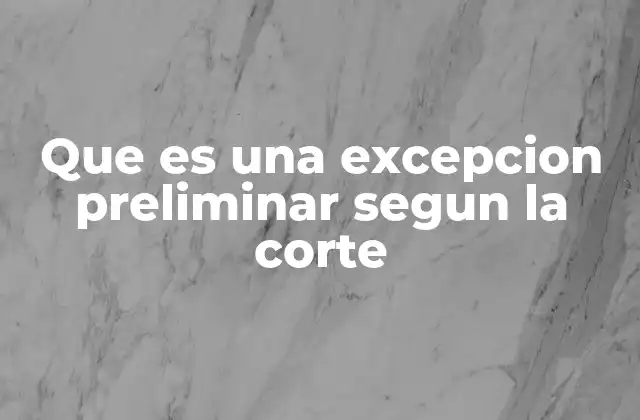 Que es una Excepcion Preliminar Segun la Corte