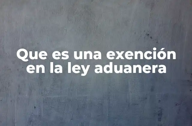 Que es una Exención en la Ley Aduanera