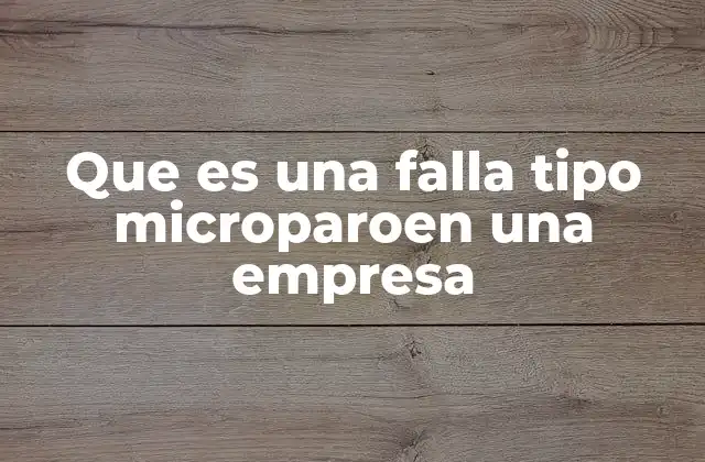 Que es una Falla Tipo Microparoen una Empresa
