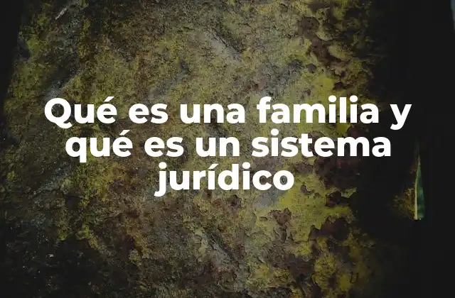 Qué es una Familia y Qué es un Sistema Jurídico