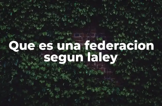 Que es una Federacion Segun Laley