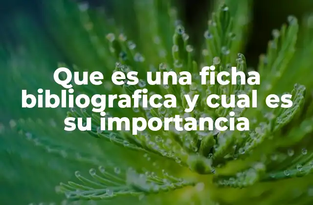 Que es una Ficha Bibliografica y Cual es Su Importancia