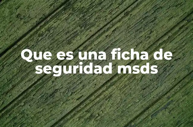 Que es una Ficha de Seguridad Msds