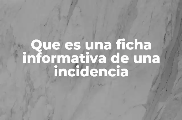 Que es una Ficha Informativa de una Incidencia