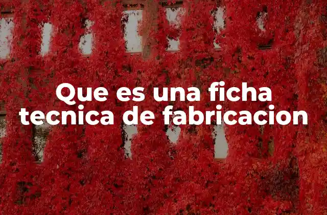 Que es una Ficha Tecnica de Fabricacion