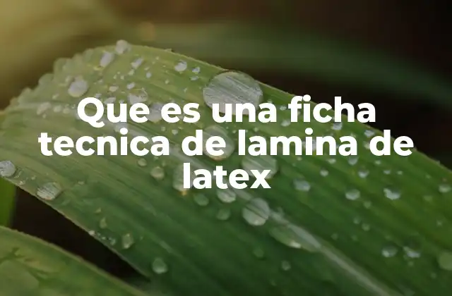 Que es una Ficha Tecnica de Lamina de Latex
