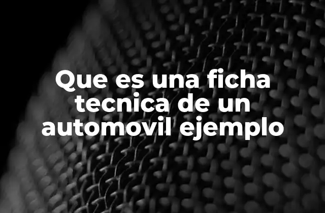 Que es una Ficha Tecnica de un Automovil Ejemplo