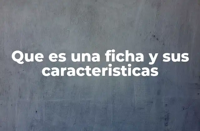 Que es una Ficha y Sus Caracteristicas
