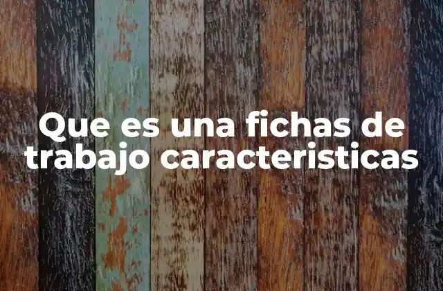 Que es una Fichas de Trabajo Caracteristicas