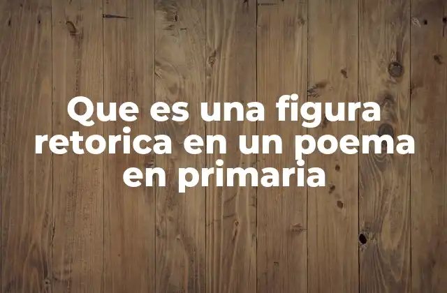 Que es una Figura Retorica en un Poema en Primaria