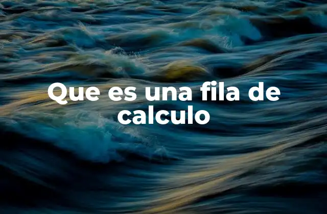 Que es una Fila de Calculo