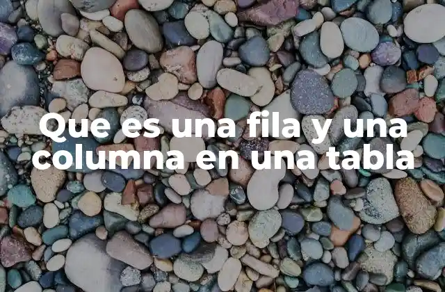 Que es una Fila y una Columna en una Tabla