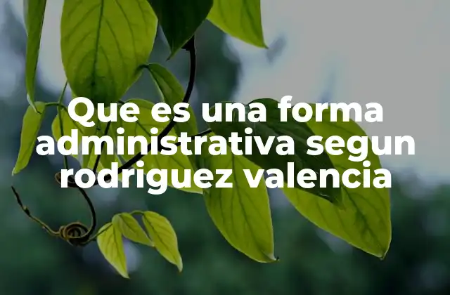 Que es una Forma Administrativa Segun Rodriguez Valencia
