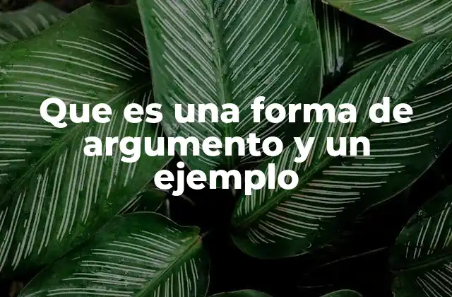 Que es una Forma de Argumento y un Ejemplo